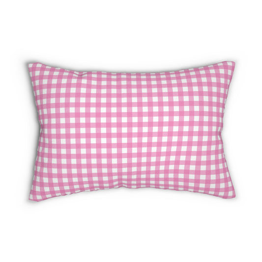 Gingham Lumbar Pillow (pink)