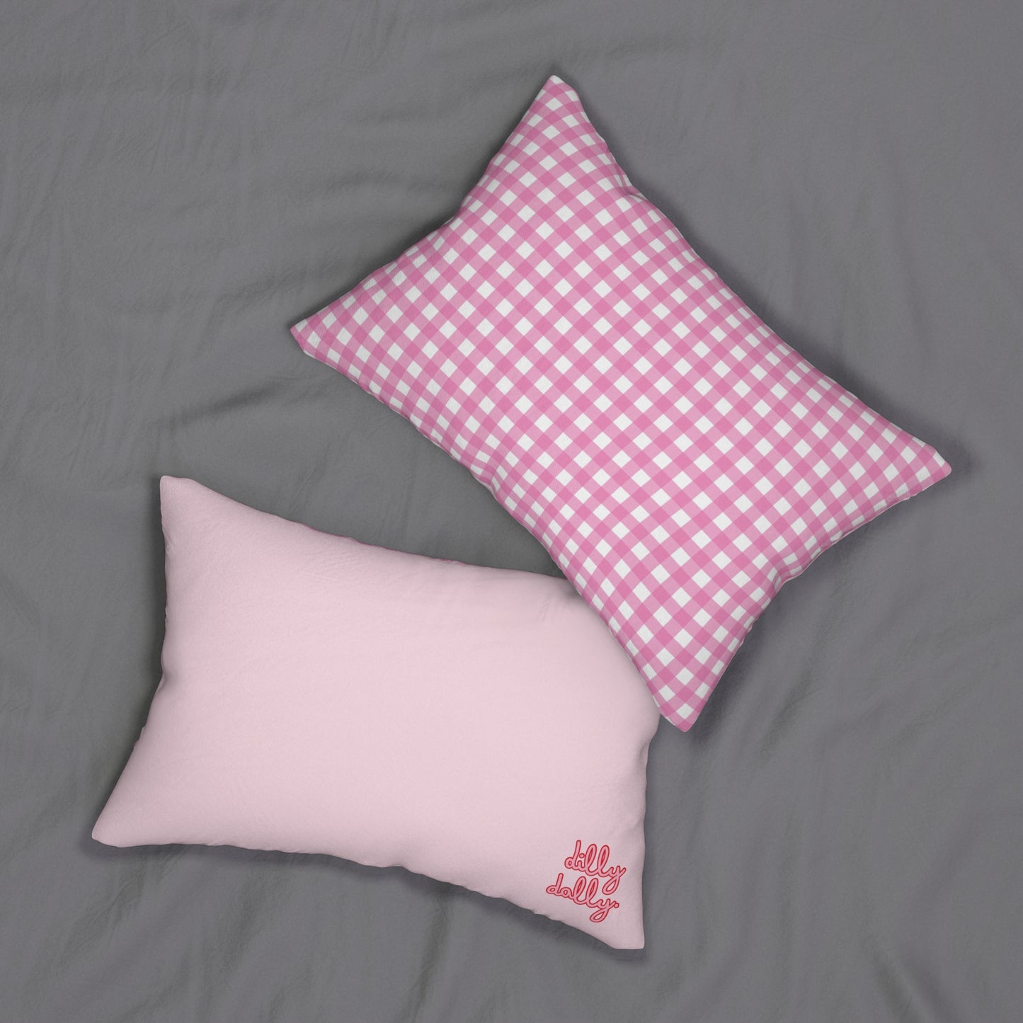 Gingham Lumbar Pillow (pink)