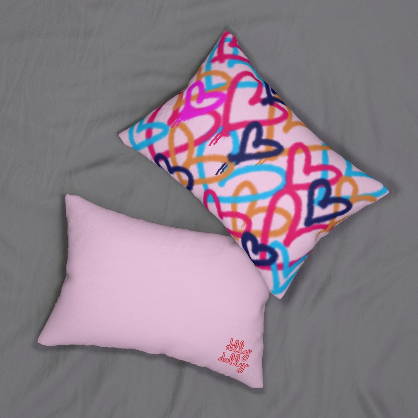 Spray Paint Hearts Lumbar Pillow