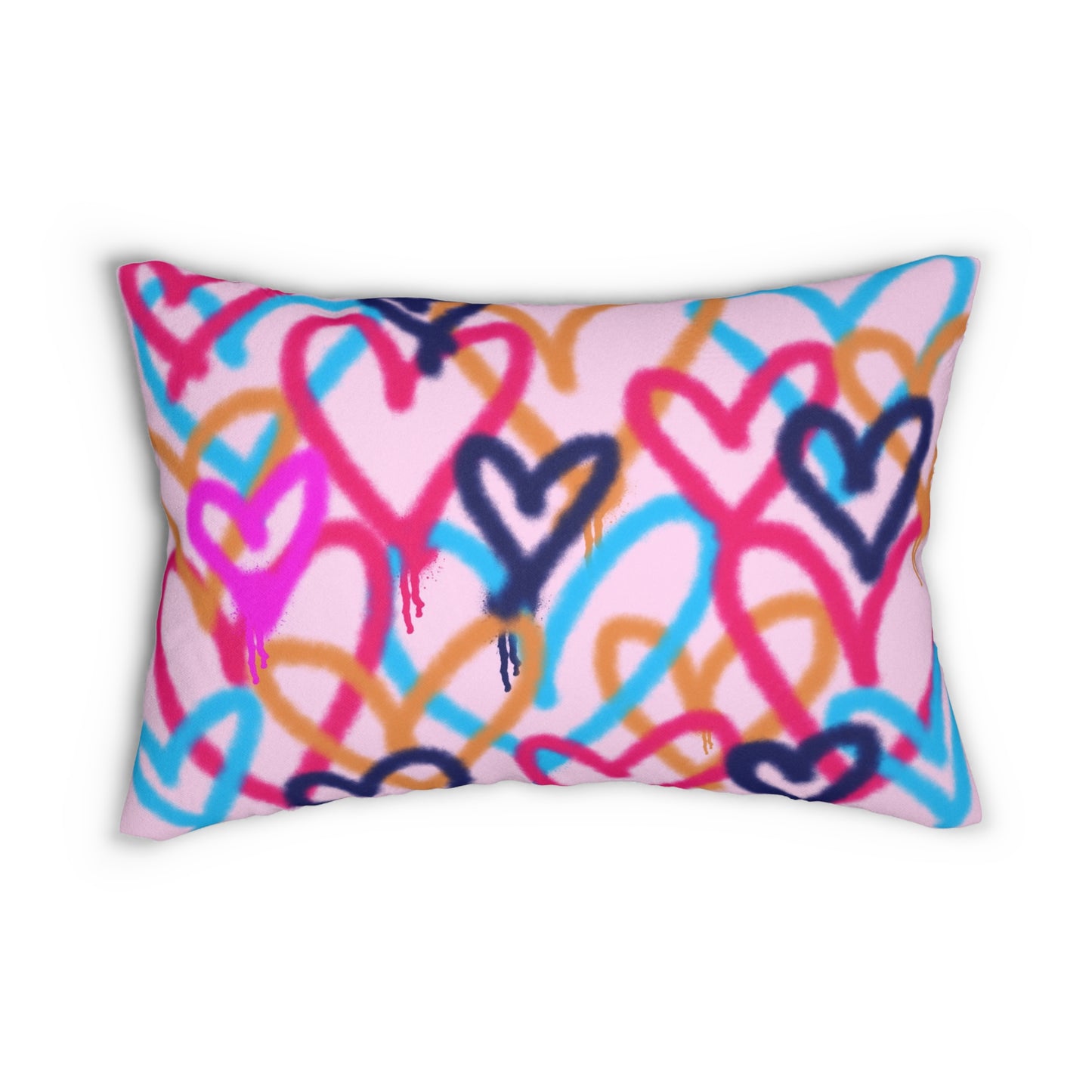 Spray Paint Hearts Lumbar Pillow